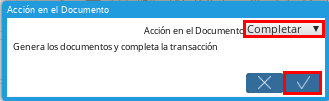 Acción Completar y Opción OK