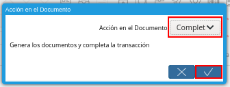 Acción Completar y Opción OK de la Ventana Análisis de Calidad