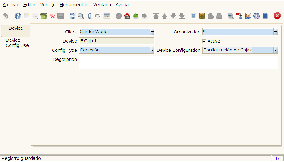 Configuración de uso Dispositivo