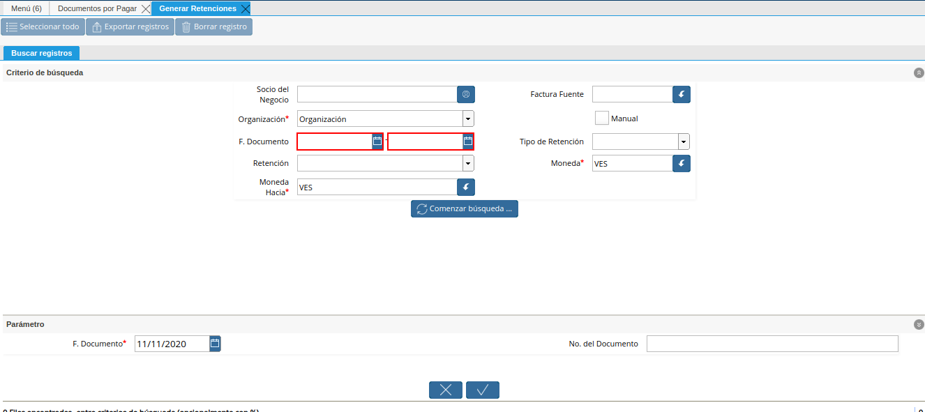 filtrar por fecha del documento