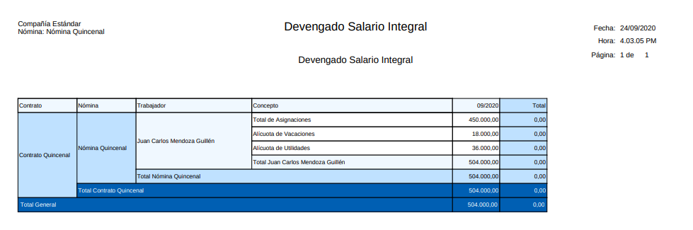 Reporte Devengado Salario Integral