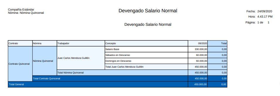 Reporte Devengado Salario Normal