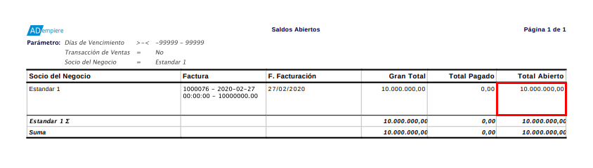 Saldos Abiertos a la Fecha 1